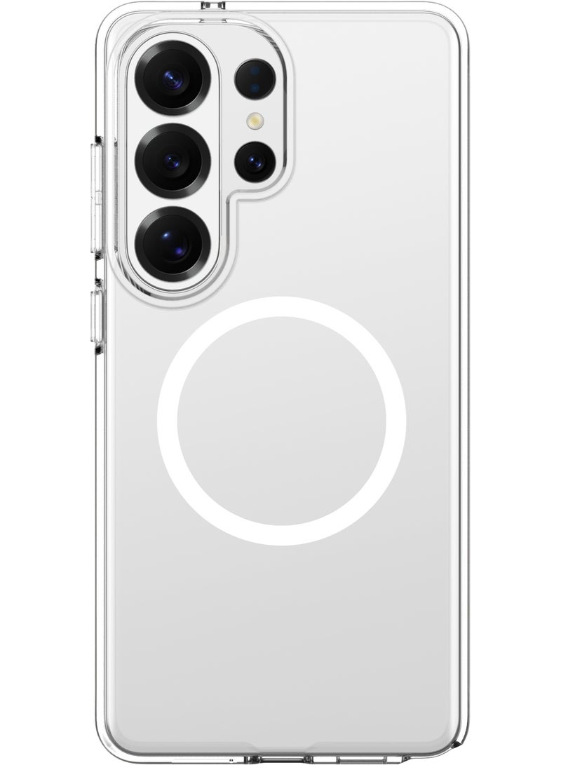 ليفيلو حافظة سامسونج S26 الترا متوافقة مع MagSafe، تتميز بصلابة الكريستال، وإطار معدني مرتفع، مع حواف مقاومة للصدمات، ومصنوعة من بولي كربونات شفاف بسماكة 2.0 ملم مع تقنية Ever-Clear للوضوح الدائم. - Image 1